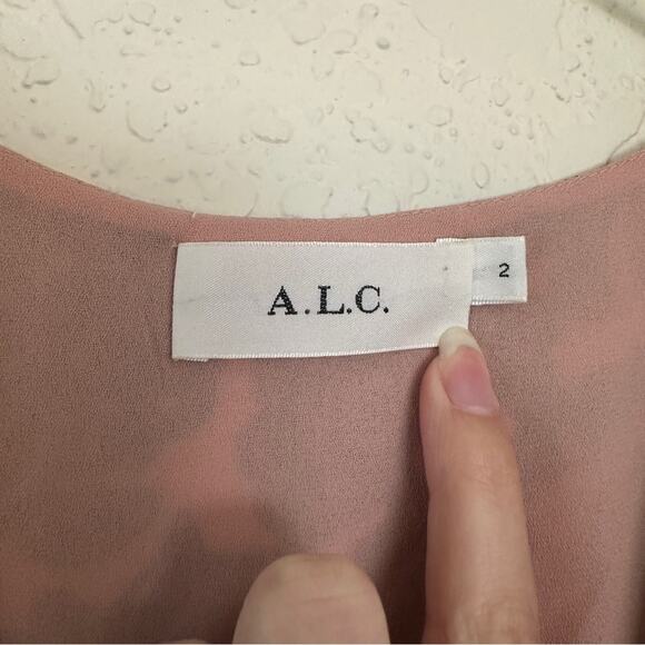 ALC Viera Floral Silk Mini Cream Pink Purple Dress 2 - Picture 4 of 10